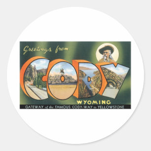 Sticker Rond Salutations de Cody, Wyoming