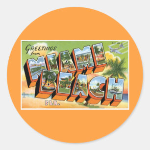 Sticker Rond Salutations de Miami Beach, Floride!
