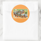 Sticker Rond Salutations de Miami Beach, Floride! (Sac)