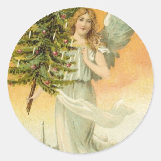Sticker Rond Salutations de Noël victoriennes (Devant)