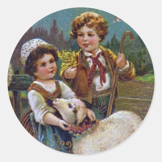 Sticker Rond Salutations de Pâques 1908 (Devant)