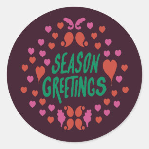 Sticker Rond Salutations de saison en écriture verte avec le co