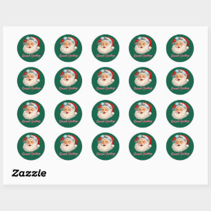 Sticker Rond Salutations de saison - Père Noël d'hiver