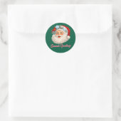 Sticker Rond Salutations de saison - Père Noël d'hiver (Sac)