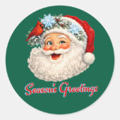 Sticker Rond Salutations de saison - Père Noël d'hiver (Devant)