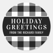 Sticker Rond Salutations de vacances Buffalo noir et blanc Plai (Devant)