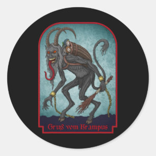 Sticker Rond Salutations Du Festival de Noël Gruss Vom Krampus