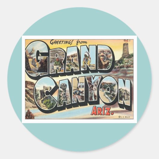 Sticker Rond Salutations du Grand Canyon Arizona (Devant)