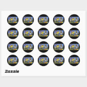 Sticker Rond Salutations du lac Tahoe (Feuille)