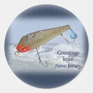 Sticker Rond Salutations Du New Jersey Fishing Lure