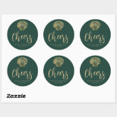 Sticker Rond Salutations Emerald Green Gold Coastal Beach Maria (Feuille)