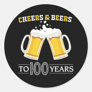 Sticker Rond Salutations et bières à 100 ans