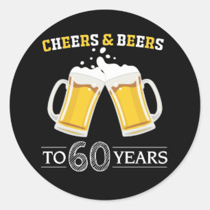 Sticker Rond Salutations et bières à 60 ans