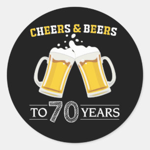 Sticker Rond Salutations et bières à 70 ans