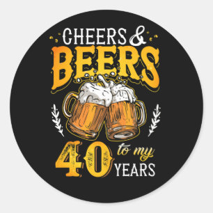 Sticker Rond Salutations et bières à mes 40 ans quarante anni