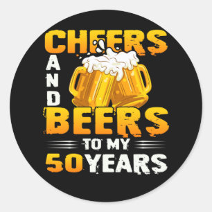 Sticker Rond Salutations Et Bières À Mes 50 Ans 50e Anniversa