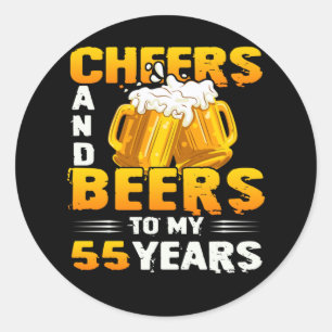 Sticker Rond Salutations Et Bières À Mes 55 Ans Cadeau 55E An
