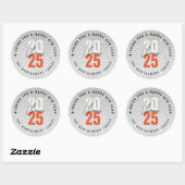 Sticker Rond Salutations Orange 2025 Parties scintillant Argent (Feuille)