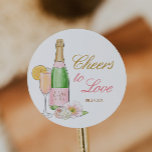 Sticker Rond Salutations pour aimer Brunch nuptial et Bubbly Fa<br><div class="desc">Cheers To Love Bridal Brunch Dessous de verre Ajoutez du texte personnalisé au verso pour fournir toutes les informations supplémentaires nécessaires pour vos invités.</div>