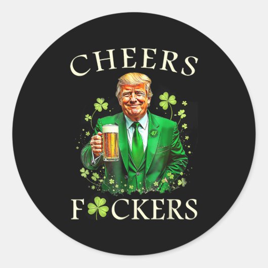 Sticker Rond Salutations Pour Le Jour de la Saint Patrick Drôle (Devant)