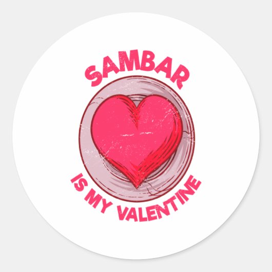 Sticker Rond Sambar Is My Valentine Stew Vegetable Dish Humor  (Devant)