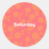 Sticker Rond Samedi motif tangerine collant rond (Devant)