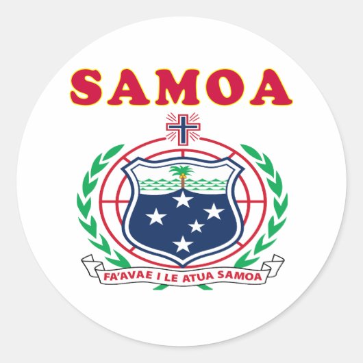 Sticker Rond Samoa Armoiries Designs (Devant)