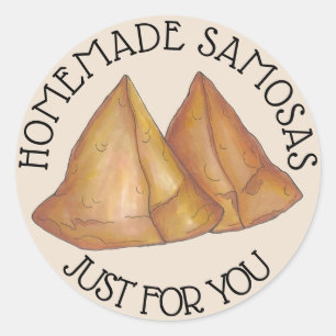 Sticker Rond Samosas De La Cuisine Indienne Faits Maison