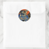 STICKER ROND SAMOURAÏ COMBATTANT UN MONSTRE (Sac)