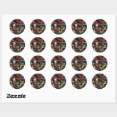STICKER ROND SAMOURAÏ LUTTANT CONTRE UN CRAPAUD SERPENT GÉANT (Feuille)