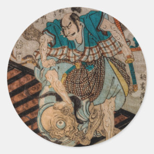 Sticker Rond Samouraïs CONTRE des cyclopes