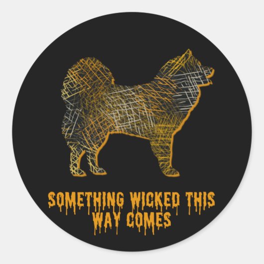Sticker Rond Samoyé Chien Silhouette Fun Halloween (Devant)