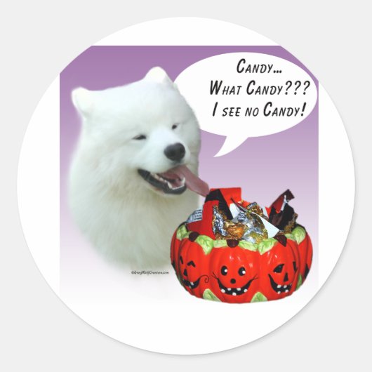 Sticker Rond Samoyed Halloween Candy (Devant)