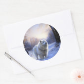 Sticker Rond Samoyède Qu'il neige Noël (Enveloppe)