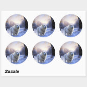 Sticker Rond Samoyède Qu'il neige Noël (Feuille)