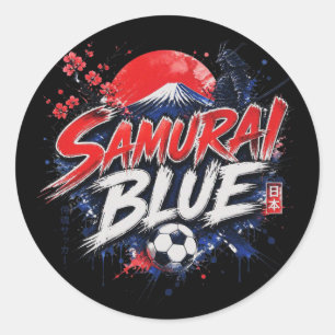 Sticker Rond Samurai Blue - Surnom de l'équipe nationale du Jap