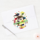 Sticker Rond Samurai Cat Lady Abstract Hankamer Artjunkhaus Art (Enveloppe)