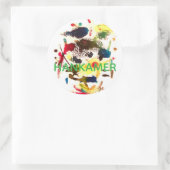 Sticker Rond Samurai Cat Lady Abstract Hankamer Artjunkhaus Art (Sac)