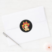 Sticker Rond Samurai Chat Cute japonaise Anime Cosplay Hallowee (Enveloppe)