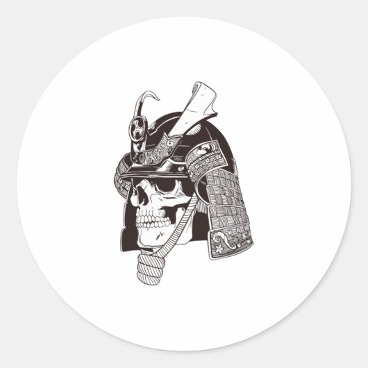 Sticker Rond Samurai crâne (Devant)