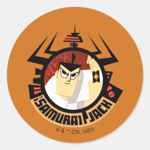 Sticker Rond Samurai Jack In Aku Futuristic Frame