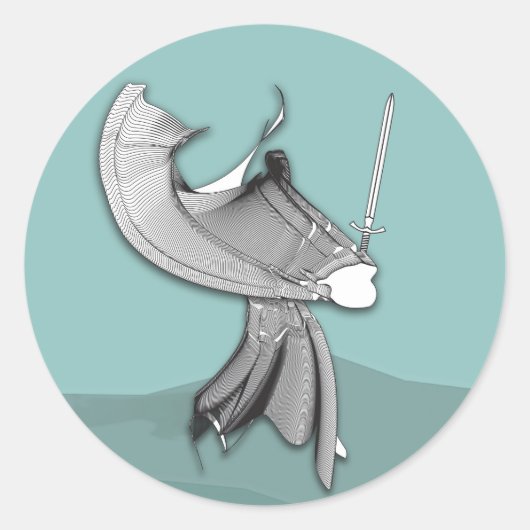 Sticker Rond Samurai numérique (Devant)