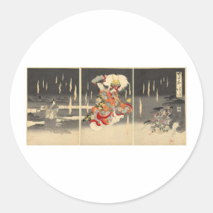 Sticker Rond Samurai Peinture vers 1898