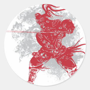 Sticker Rond Samurai Pose