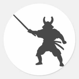 Sticker Rond Samurai Warrior avec épée - Choisissez la couleur 