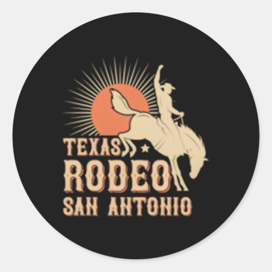 Sticker Rond San Antonio Texas Rodeo Western Cow (Devant)