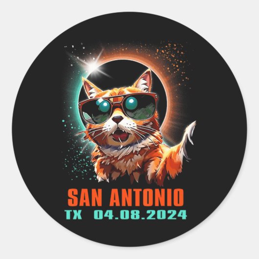 Sticker Rond San Antonio Texas Total Solar Eclipse 2024 (Devant)