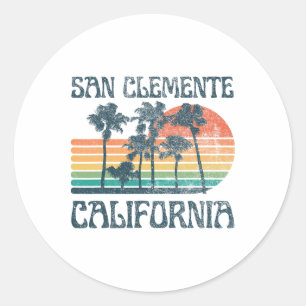Sticker Rond San Clemente Californie Plage Vacances d'été Vint