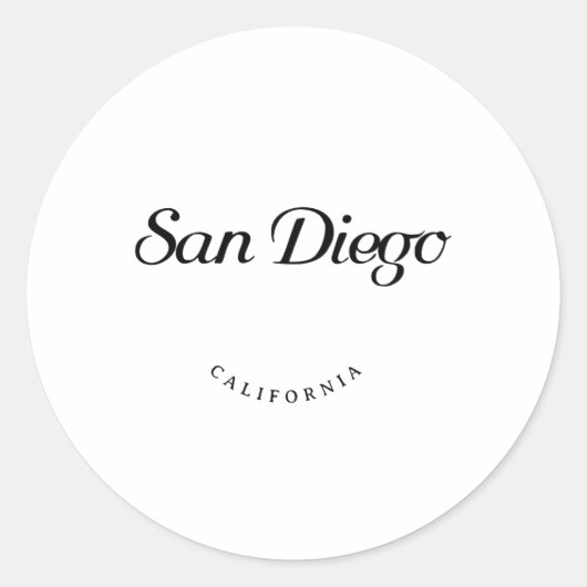 Sticker Rond San Diego California Black Font (Devant)