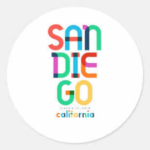 Sticker Rond San Diego Californie milieu du siècle, Art Pop,